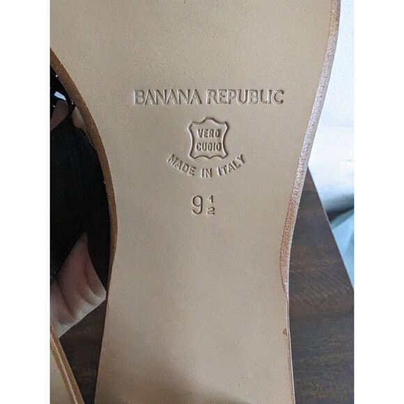 Banana Republic Brown Leather Block Heel Slip-on Sandals - Size 9.5 - Picture 7 of 9